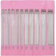 55pcs Double Pointed Knitting Needles, 11 Sizes Stainless Steel Metal Short Knitting Needles Set, Beginners Straight Knitting Needles Double Pointed Knitting Needle Sets 2mm to 6mm